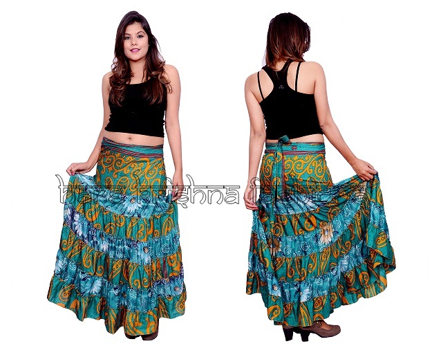 Silk Wrap Fril Skirt 