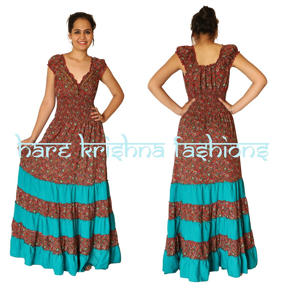 Viscose Print + Plain Viscose Mix Raber Choli Dress