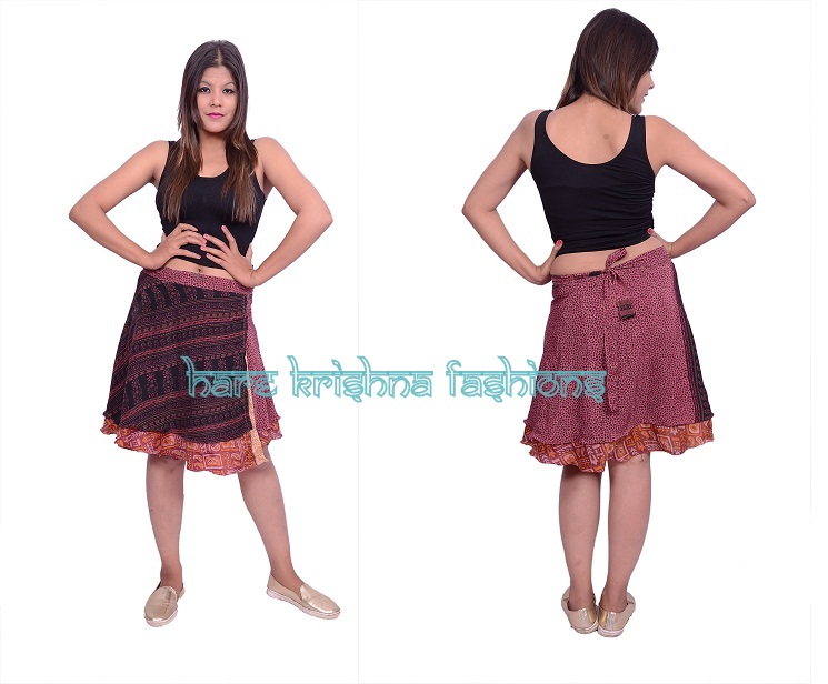 Silk Short Size Double Wrap Skirt Multi Wear